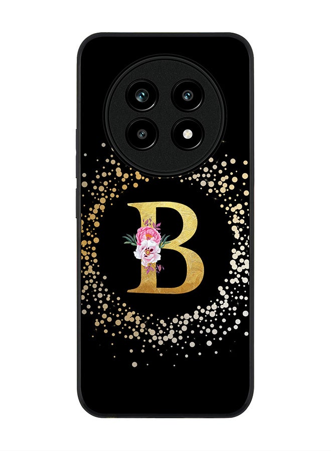 For Realme 13 Pro / 13 Pro+ Case,Slim fit Camera Protection, Shockproof Thin Phone cover  - Custom Monogram Floral - B ( Black )